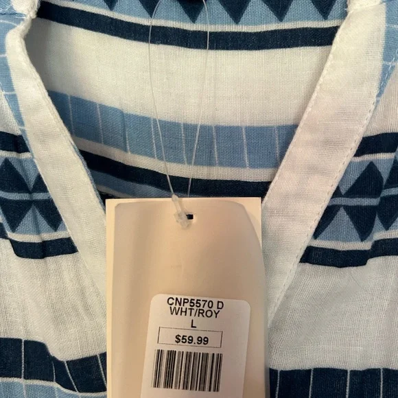 Elan Blue and White Tiered Ruffled Sundress - Picture 2 of 3